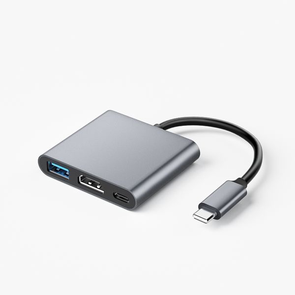 TYPE-C a USB3.0 HUB HDMI-4K30HZ PD60W 3 en 1 Plug and play Compatible con tableta portátil y cable de teléfono móvil