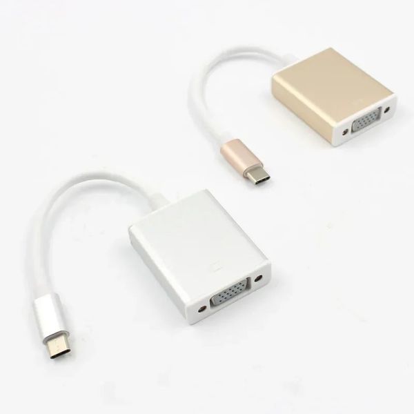 Câble de conversion VGA Type-C USB-C vers le convertisseur à haute définition VGA pour les téléphones mobiles, les carnets de livres Mac, les tablettes
