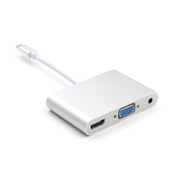 Type-c vers VGA avec convertisseur audio sur écran Câble de projection HD 4K 3 en 1 pour téléphone portable vers téléviseur