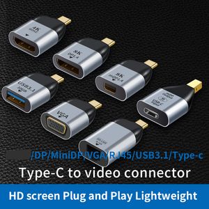 Type c naar videokabels Connectoren HD-lijn DP-adapter mdp 60HZ vga 3.1 Gigabit rj45 netwerkpoortadapter