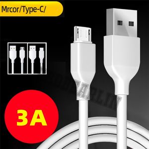 Câbles Micro USB de Type c USB-C 1M 3FT 3A OD3.6 fil de câble de charge rapide pour Samsung Galaxy s8 s9 s10 s20 htc lg B1