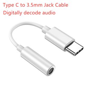 Adaptateur de casque audio à décodage numérique USB-C de type C vers prise 3,5 mm Convertisseur de prise audio AUX compatible pour iPhone / Samsung / Huawei / Xiaomi / HTC