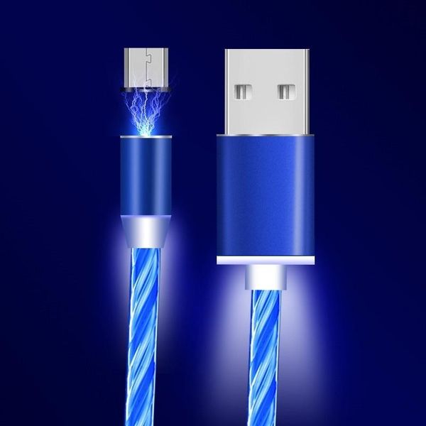 Type C câble USB LED FAST CHARMER LEUX ÉCLAIRAGE Câble magnétique Ligne de charge rapide 3ft 2A Micro Charge Cord pour Samsung