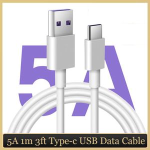 Type C USB -kabel voor mobiele telefoon 1m 3ft Real 5a snellaadkabel sterk duurzaam zonder pakket