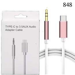 Câbles USB type-c mâle à jack 3.5mm, pour écouteurs stéréo de voiture, câble audio AUX, adaptateur de cordon pour téléphone portable avec boîte de retrait 848D