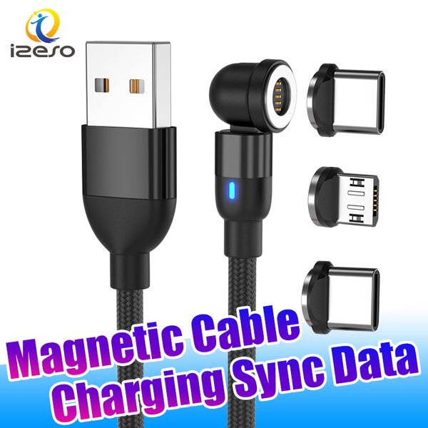 Cables de datos de sincronización de cable magnético de carga rápida 3A para iPhone 15 14 Samsung S24 Cable USB tipo C de 3 pies con CE FCC ROHS izeso
