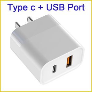 TYPE C USB Dual Port 2.1A Chargeurs muraux de sortie pour le nouvel iPhone 12 13 Pro Max Power Adapter Poly Bag