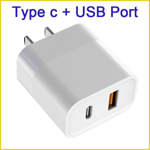 TIPO C USB Dual Port 2.1A Cargadores de pared de salida para el nuevo iPhone 12 13 Pro Max Power Adapter Poly Bag