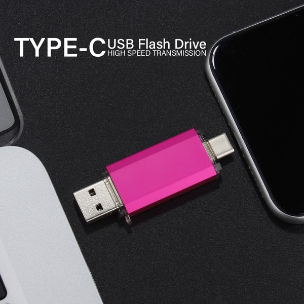 Tipo-C USB Flash Drive 64 GB Memoria de alta velocidad Palabra roja Pen de corral Red Pen para Android Smart Phone Blue 100% Capacidad real Pendrive