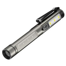 Type-C USB-oplaadbare zaklamp Multifunctioneel medisch Penlicht Penlight Eerste hulpverpleegster LED-TORK Dual Wit geel paarse UV Lichtlamp
