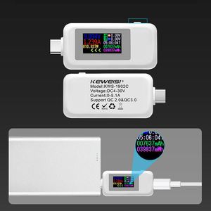 Affichage de couleur Type-C Tester USB 10 en 1 4-30V Tentage de tension Timing Ammeter Digital Monitor Coup Office Indicator Charger Teste