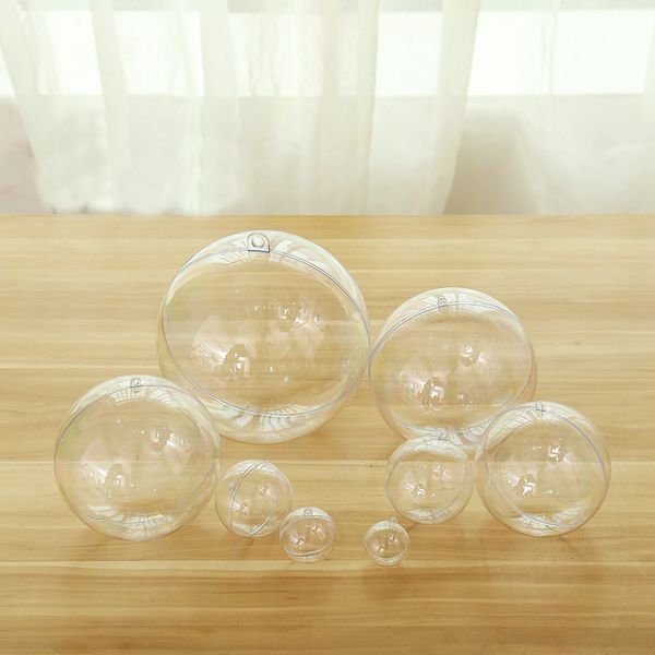 Boule de noël transparente en plastique, Types 4 à 10 CM, peut ouvrir, ornement de conception classique, décorations de noël, boules cadeaux de mariage pour fenêtre