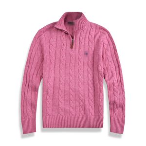 Polon de polo pour hommes typique Sweater épais à moitié glissière haute couche de couches multiples décontractées en tricot petit cheval coton veste coton haut