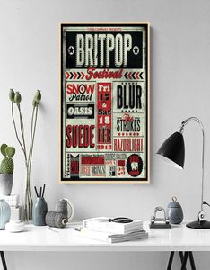 Tipografía Art Britpop Music Festival Pintura Pinturas de lona clásica Carteles de pared vintage pegatinas decorativas para el hogar)