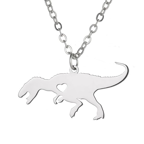 Tyrannosaurus Rex Brontosaurus dinosaurios colgante collar de acero inoxidable amantes de los animales prehistóricos joyería para mujeres hombres amigos regalos