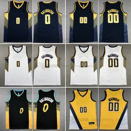 Tyrese Haliburton 2023-24 Nouveaux maillots de basket-ball cousus Bennedict Mathurin Jersey Blanc Bleu Jaune Hommes S-XXXL