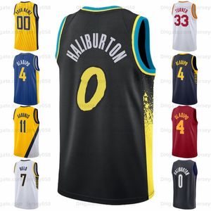 Tyrese Haliburton Jersey de baloncesto Myles Turner Jersey Buddy Hield Jalen Smith George Hill Serge Ibaka Nwora Chris Duarte Negro Blanco Azul marino Hombres al por mayor