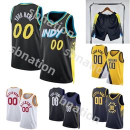 Tyrese Haliburton Bennedict Mathurin Jersey Mannen Kinderen Jeugd Reggie Miller Blue Yellow Geel Wit Basketball Jersey