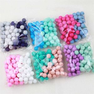 TYRY.HU 100 pc Silicone Perles Rondes 15mm né Dentition Dentition Accessoires Sucette Clips Collier Perle Alimentaire 211106