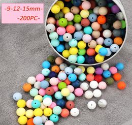 Tyryhu 200pc Beads de silicona 9 mm 12 mm 15 mm de alimentos Silicona bebé Toy dentición Toy Chews Pacifier Clips Collar de enfermería BPA 204268622