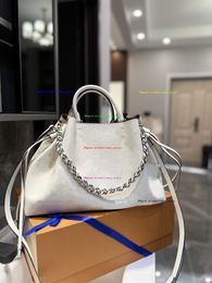 TZ Luxe ontwerper Bella Tote Perforation Handtas Fashion Classic DrawString Bucket Bag Pure Cow Leather Mahina met zakje portemonnee vrouw