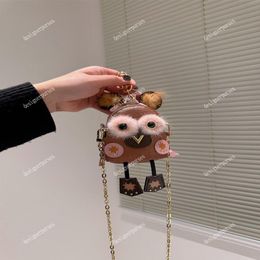 TZ Soft Mink Owl mini sacs à main Décoration de sac avec boucle clé mini épaule Sacs à bandoulière Sacs de créateurs Classique Fleur marron Timele229k