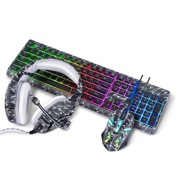 TZ3002 Kit clavier de jeu souris casque Combos RGB ergonomique 3 pièces jeu ensemble pour ordinateur jeu cadeau ensemble