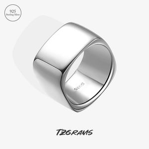 TZgrams 925 anillos de plata de ley con base ancha geométrico minimalista liso anillo de compromiso al por mayor en joyería de moda 240103