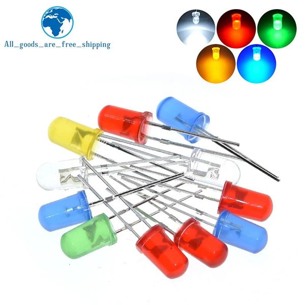 TZT 1000 pièces LED 5MM blanc/bleu/rouge/jaune/vert ampoules/5MM couleur blanche LED Diode électroluminescente F5mm blanc LED 240307