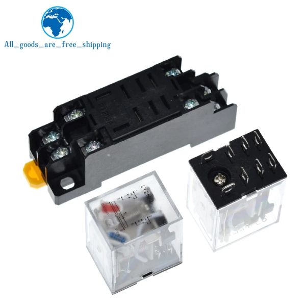 TZT 12V 24V DC 110V 220V AC RELAYEMENT DE POWER COIL LY2NJ DPDT 8 PIN HH62P JQX-13F avec base de socket OK