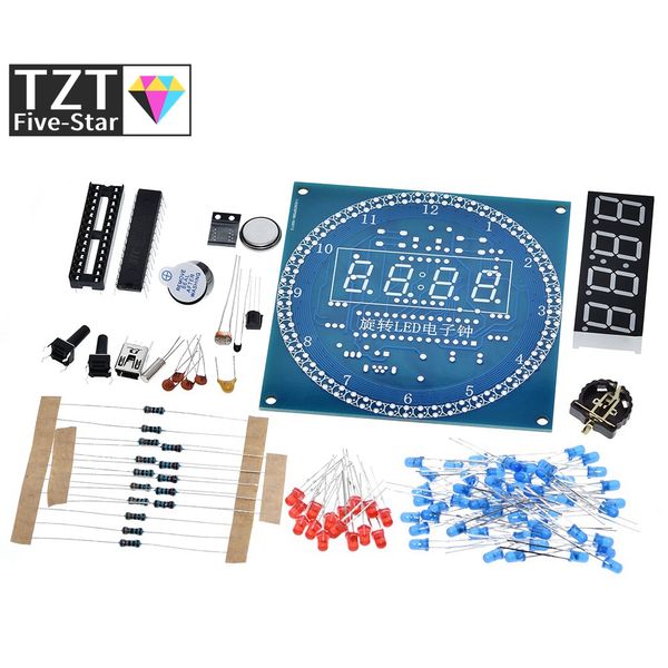 Tzt DS1302 Pantalla LED giratoria Módulo de reloj electrónico Módulo de reloj Diy Kit de temperatura LED Pantalla para Arduino