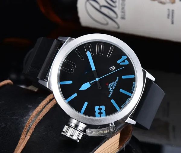 U Big Boat-STOWS WRIPES TROIS points White Case Mens Watch Sports Classic 50mm Quartz Watches Top Luxury Brand Clock 039