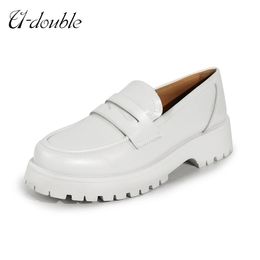 U-DOUBLE Lente Schoenen Vrouwen Britse Stijl 2022 Nieuwe Dikke Zolen College Stijl Casual Loafers Echt Leer Mode Schoenen Meisjes