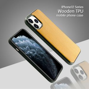 UI 2021 fundas de teléfono de lujo para iPhone 6 7 Plus 8 X XS XR 11 12 13 Mini Pro Max 13 funda de TPU de madera en blanco patrón de impresión personalizado logotipo al por mayor