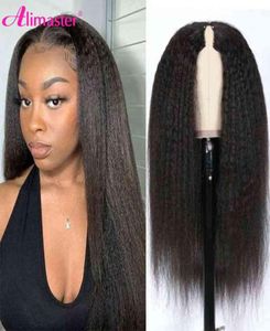 U laisser de côté crépus droites s pour les femmes V partie sans colle naturel bouclés cheveux humains Wig47503226306683