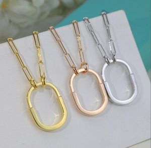 Ketting in U-lock-stijl Neutrale sieraden Diamanten hanger Kettingen Tiffaies kunnen worden gegeven als een Valentijnsdag-koppelketting