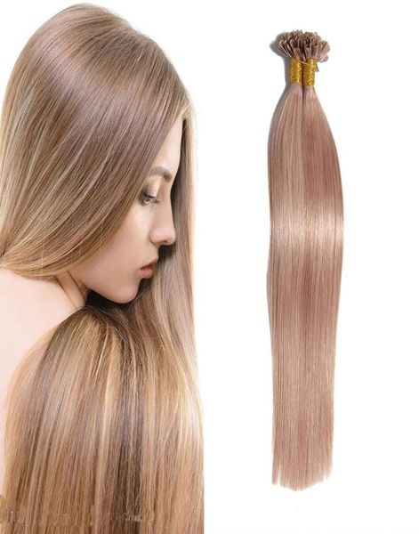 Extensiones de cabello con punta de uñas en U, pegamento de queratina preadherido, extensiones de cabello de fusión, piezas de cabello humano colorido indio 16quot26quot 01164321