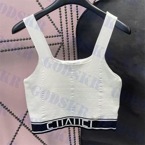 U Neck Tanks Womens Tops Brand Logo Strap Tank Luxury Ladies Cropped Top Elastic Vests Tees