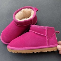 U Nieuw binnengekomen snowboots Kinderen Jongen meisje kinderen Mini Schapenvacht Pluche bont kort G Enkel Zacht comfortabel warm houden met kaart stofzak Laag uitgesneden 2024