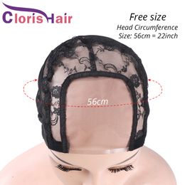 U Part Swiss Lace Front Wig Cap Noir Filet À Cheveux Pour Faire Des Perruques Élastique Spandex Dôme Tissage Caps Avec Sangle Réglable Cheveux Accesso2737952