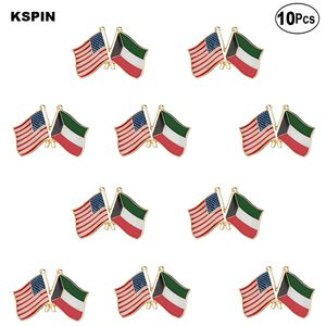 Pin de solapa de Estados Unidos y Kuwait, insignia de bandera, broche, insignias, 10 Uds. Por lote
