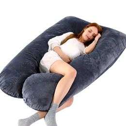 U forma maternidad 130x70 cm Cuerpo de embarazo almohada de coral suave para mujeres embarazadas dormitantes cama relajante almohadas 240304
