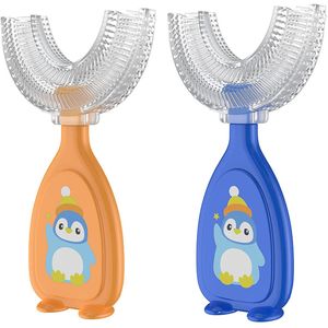 Cepillo de dientes para niños en forma de U Cabezal de cepillo de silicona suave de grado alimenticio para dientes limpios de boca de 360 °