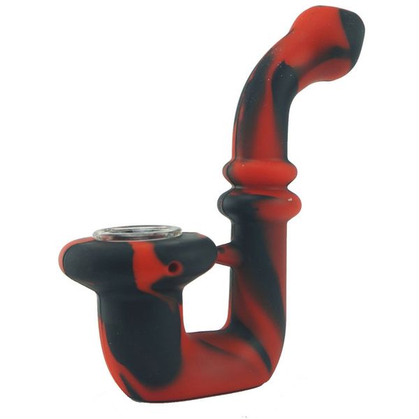 Tuyau en verre de silicone en forme de U Herbe sèche Percolateur d'eau incassable et portable Bong verre torsadé pipes à fumer émoussées narguilés