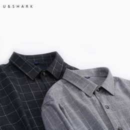 USHARK Chemises à carreaux noirs pour hommes Coton Casual Chemise en flanelle Hommes à manches longues Vintage Vêtements Chemise à carreaux Homme Top Qualité LJ200925