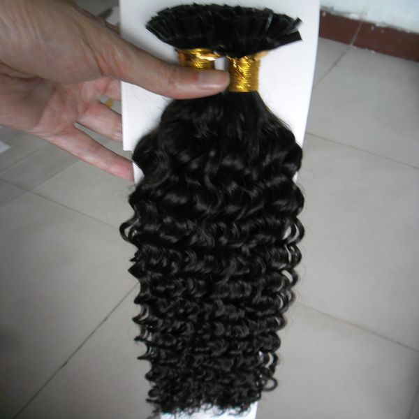 U Tip Extensions de cheveux Humains bouclés profonds 100G Fabriqués à la machine Remy Nail Kératine Cheveux humains pré-collés 100s Curly Fusion Hair Extensions