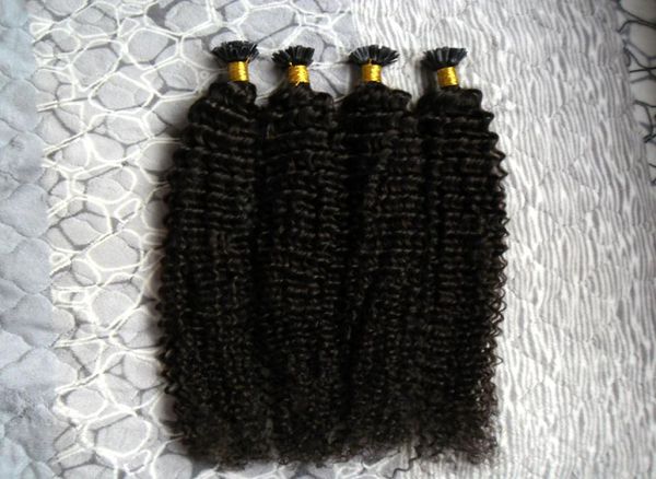 U Tip Hair Kératine Stick Tip Extensions Hair Extensions Kinky Curly 200g 200S Couleur naturelle Kératine Nail prébond U TIP REMY Extensions de cheveux8280447