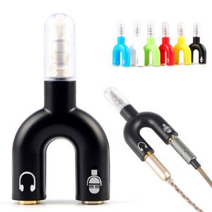 Adaptador tipo U Dual 3,5 MM enchufe de auriculares Cables de Audio divisor micrófono 2 en 1 conector giratorio para Smartphone reproductor MP3 MP4