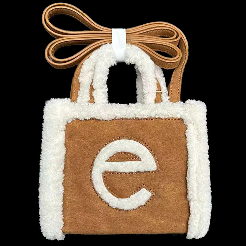 Luxury Designer Suede Tote Bag for Women - Crossbody Shopper beige handbag with Shearling Purse - U x T Collection (DESIGNERPURSES014)