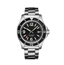 U1 AAA Bretiling Luxury New Mens Watch Ocean Bisel Rotatable Superocean Negro Black Gubas de goma de acero inoxidable Vidrículas Glass Movimiento de pulsera automática